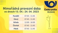 Informace o mimořádné provozní době pošty na Rusavě
