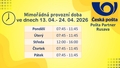 Informace o mimořádné provozní době pošty na Rusavě
