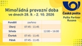 Informace o mimořádné provozní době pošty na Rusavě
